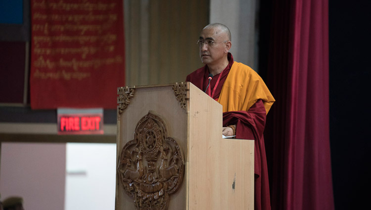 Профессор Кончок Вангду выступает со вступительным словом на открытии трехдневного семинара «Буддизм в Ладаке», организованного в Центральном институте буддологии. Фото: Тензин Чойджор (офис ЕСДЛ)