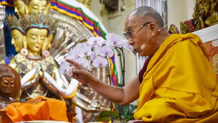 Его Святейшество Далай-лама во время первого дня четырехдневных учений, организованных по просьбе тайваньских буддистов. Фото: Тензин Пхенде/Департамент информации и международных отношений ЦТА.