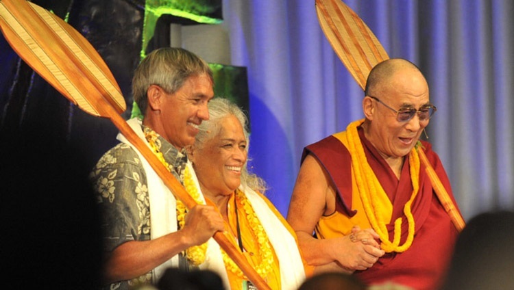 Его Святейшество Далай-лама во время визита в Гавайский университет. 15 апреля 2012 г. Фото: JHook / Civil Beat.